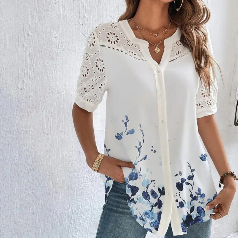 Bleu Foncé Floral / 5XL